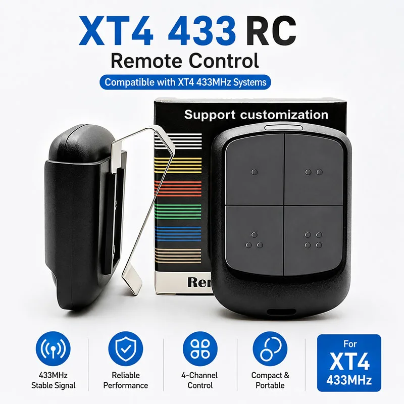 XT4 433 RC 787456 Garage Door Remote Control / Garage Gate Commands / Electronic Gate Control Keychain 433MHz Rolling Code