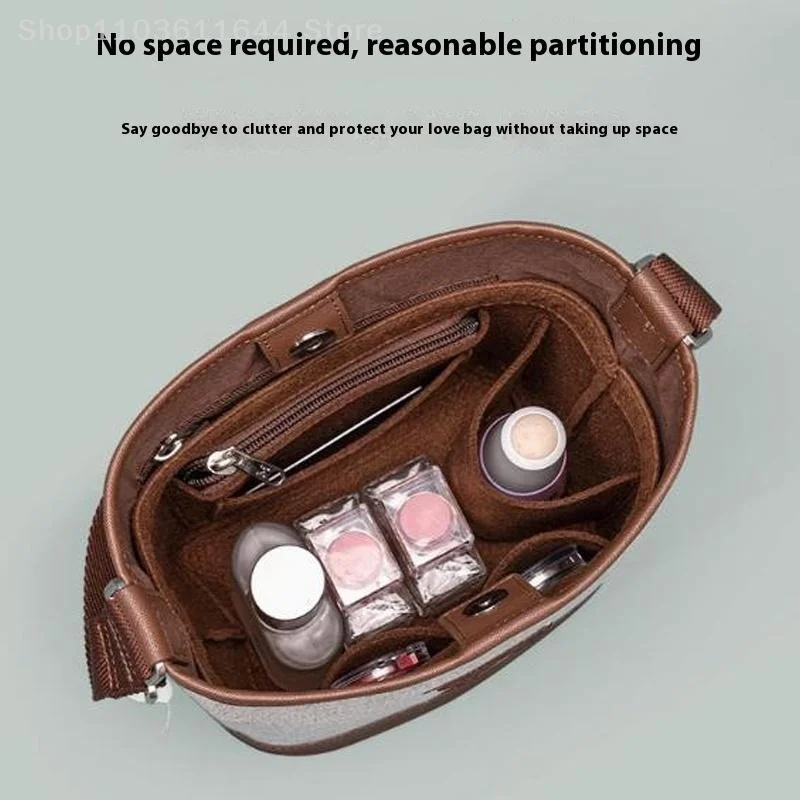 Make-up Organizer Filz Einsatz Tasche für Eimer Tasche Innere Geldbörse Taschen Frauen tragbare Kosmetiktasche einzelne Schulter Unterarm