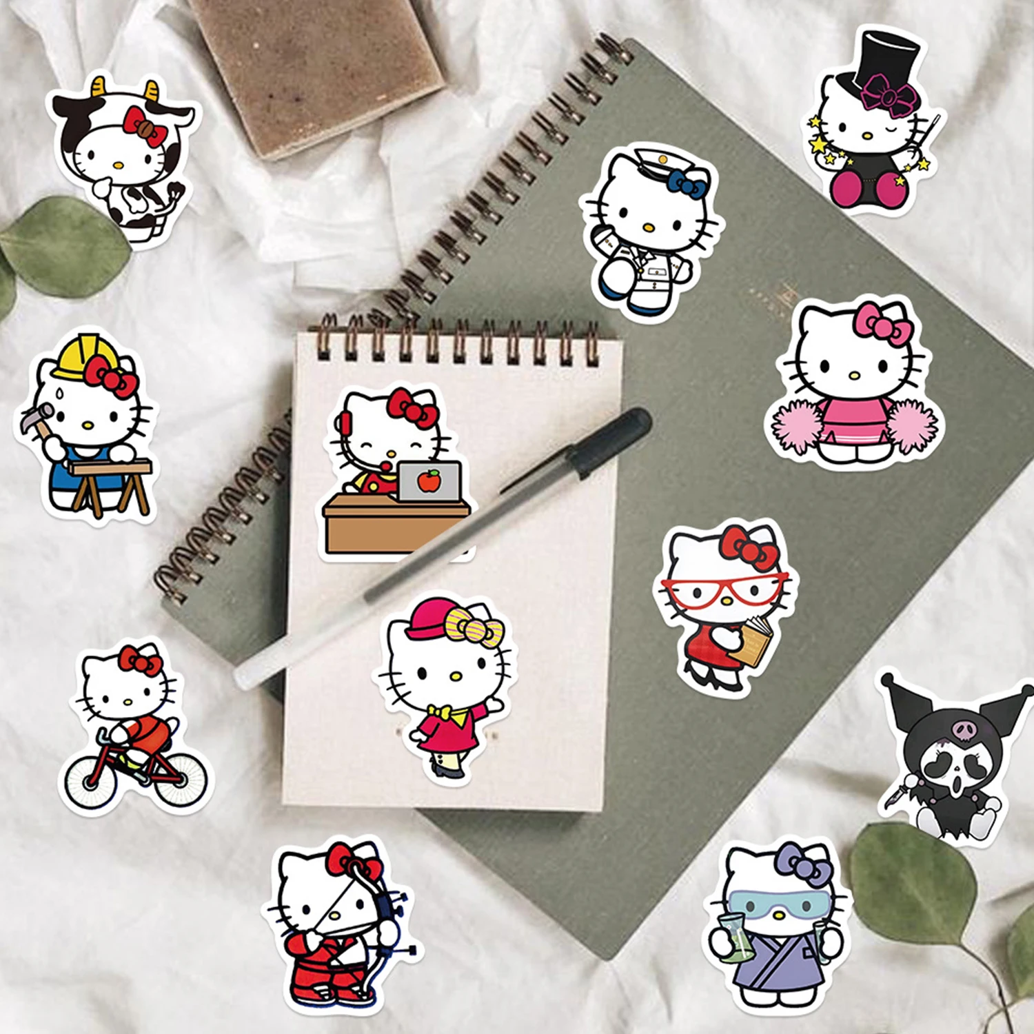 

10/30/60PCS Sanrio Hello Kitty Cartoon Sticker Kawaii Cute Graffiti DIY Skateboard Scrapbook Water Cup Waterproof Decal Kids Toy