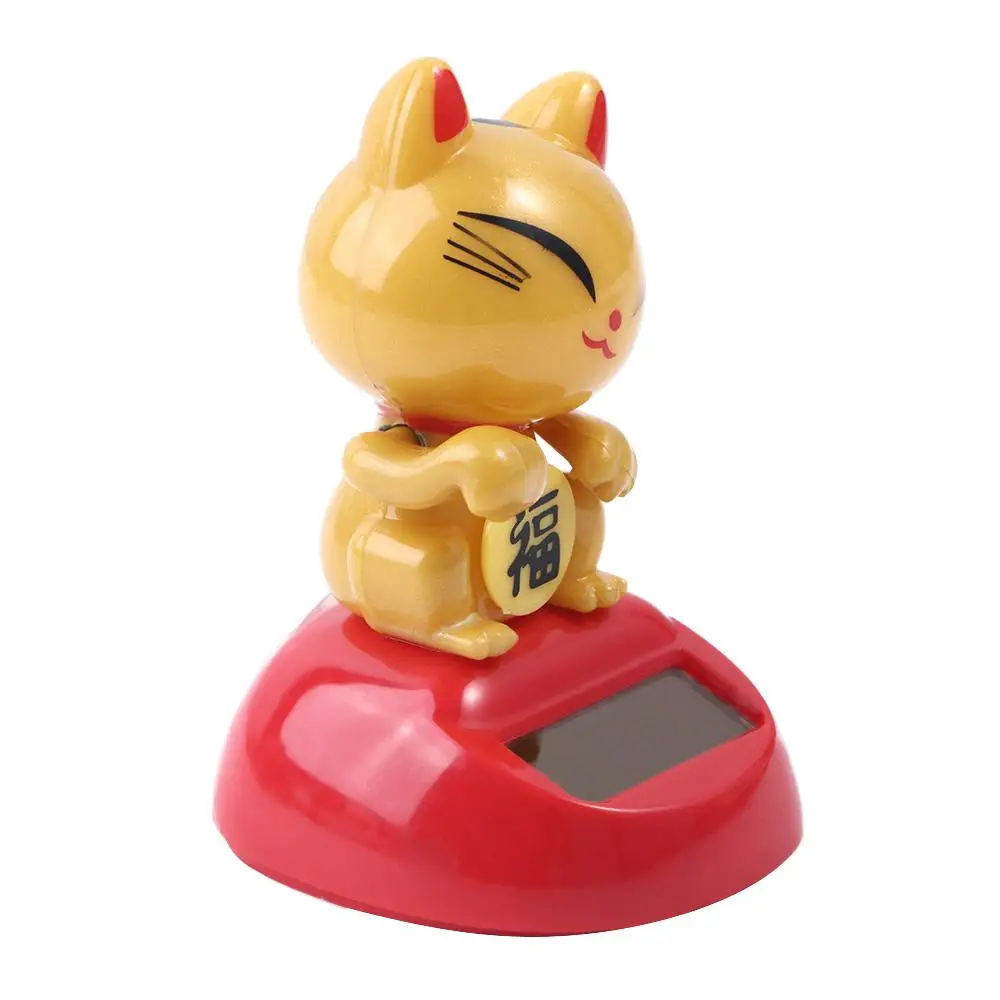 Home Decor Solar Power Classic Swing Doll Lucky Cat Model Toys Shaking Head Swing Doll Dancing Lucky Cat Figure Solar Toys