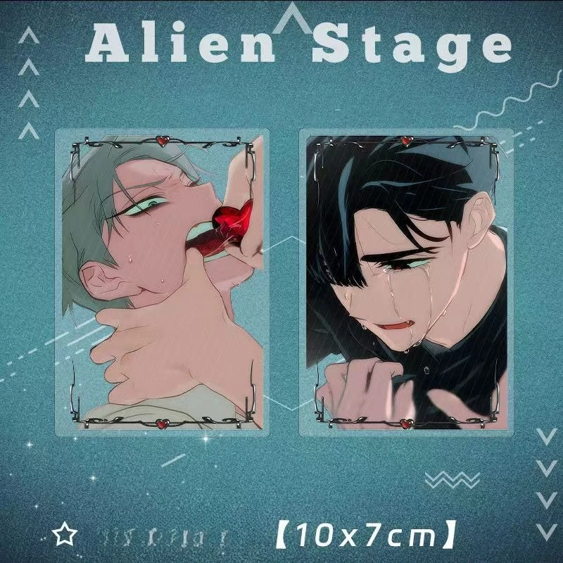 10x7CM dessin animé Alien scène carré Transparent carte de Collection PVC HyunA Sua TILL IVAN carte Mizi Luka noël Halloween cadeau