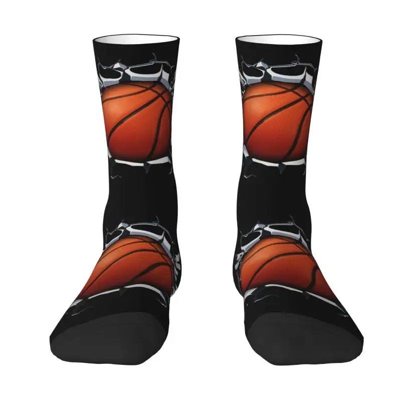 Basketball Smash Dress Socks Men Women Warm Funny Novelty Crew Socks