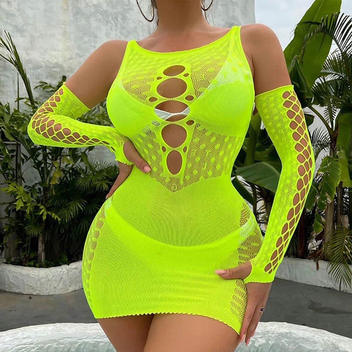 عميق الخامس فستان منحنى النايلون الوظيفي امرأة يوتار عشاق روك غريب كوكيت الملابس الداخلية شبكة جريئة شبكة السمك متماسكة جودة عالية