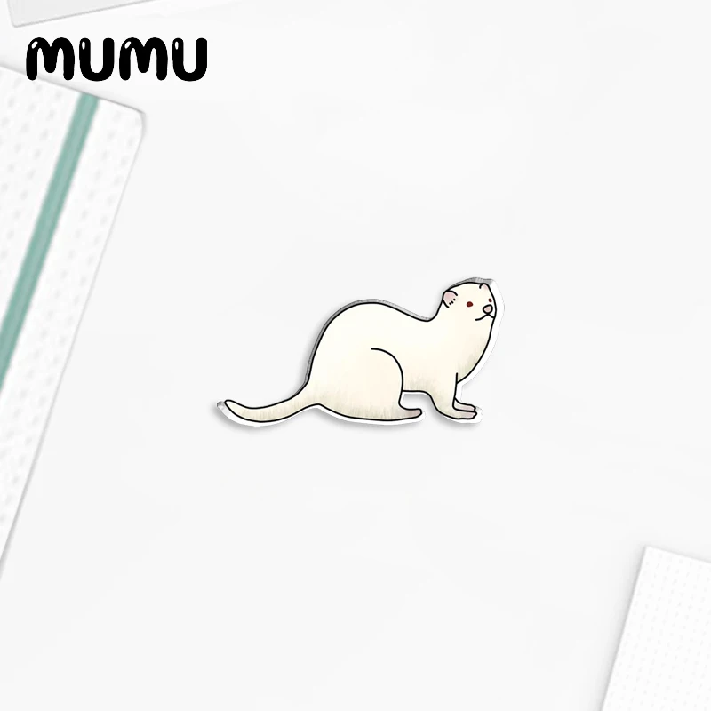 2023 New Cute Ferret Lapel Pin Animal Acrylic Brooches Handmade Epoxy Jewelry Shirt Bag Badge