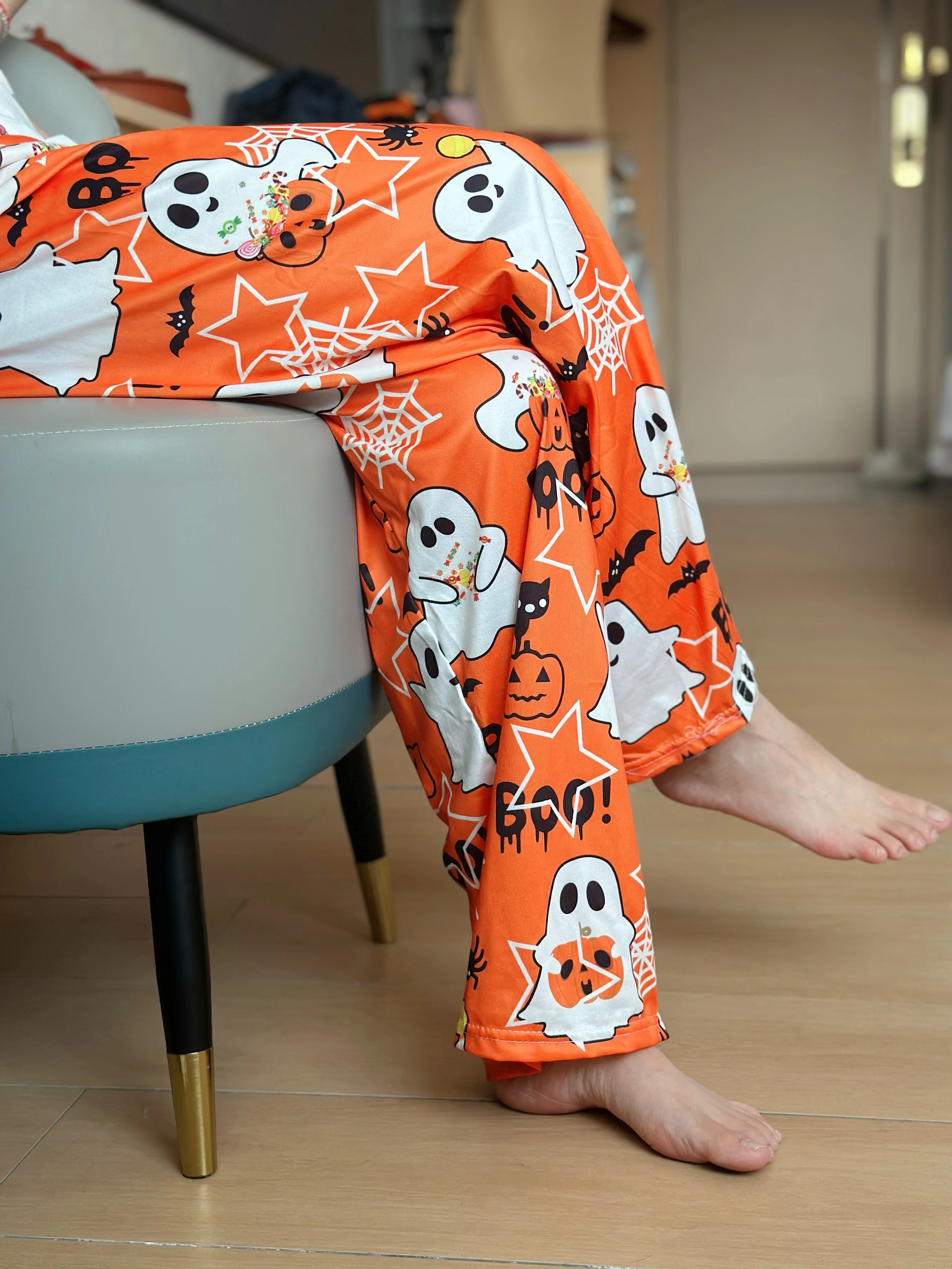 Halloween Hello Kitty Home Pants Cartoon Flannel Pajama Autumn Winter Casual Trousers Loose Pants Ghost Pumpkin Pants Gift view 3