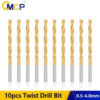 CMCP Twist Drill Bits Set 10pcs HSS 0.5-4mm Drill Bit Titanium Coated Carbide for Metal/Wood Hole Tools