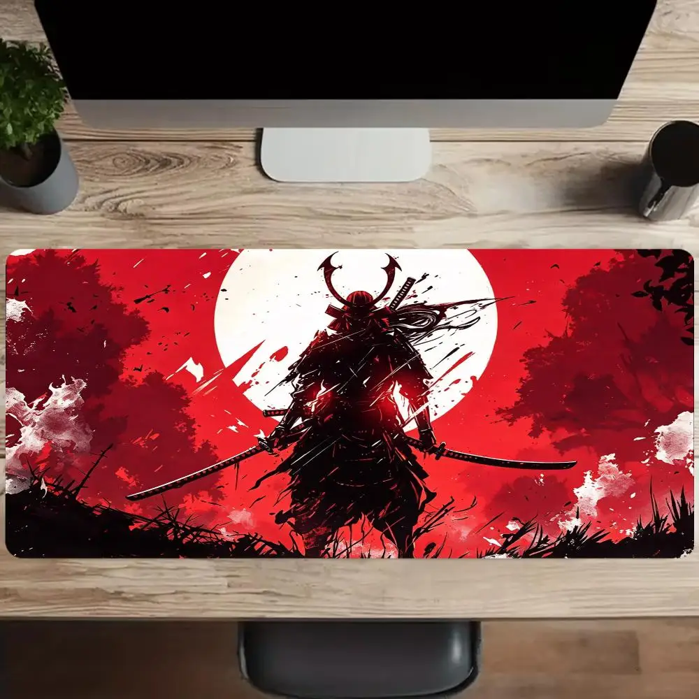 Samurai Warrior Mousepad Desk Mats Setup Laptop Accessories Desk Gadgets Gaming Office Mouse Mat Playmat Gamer Setup Decoration