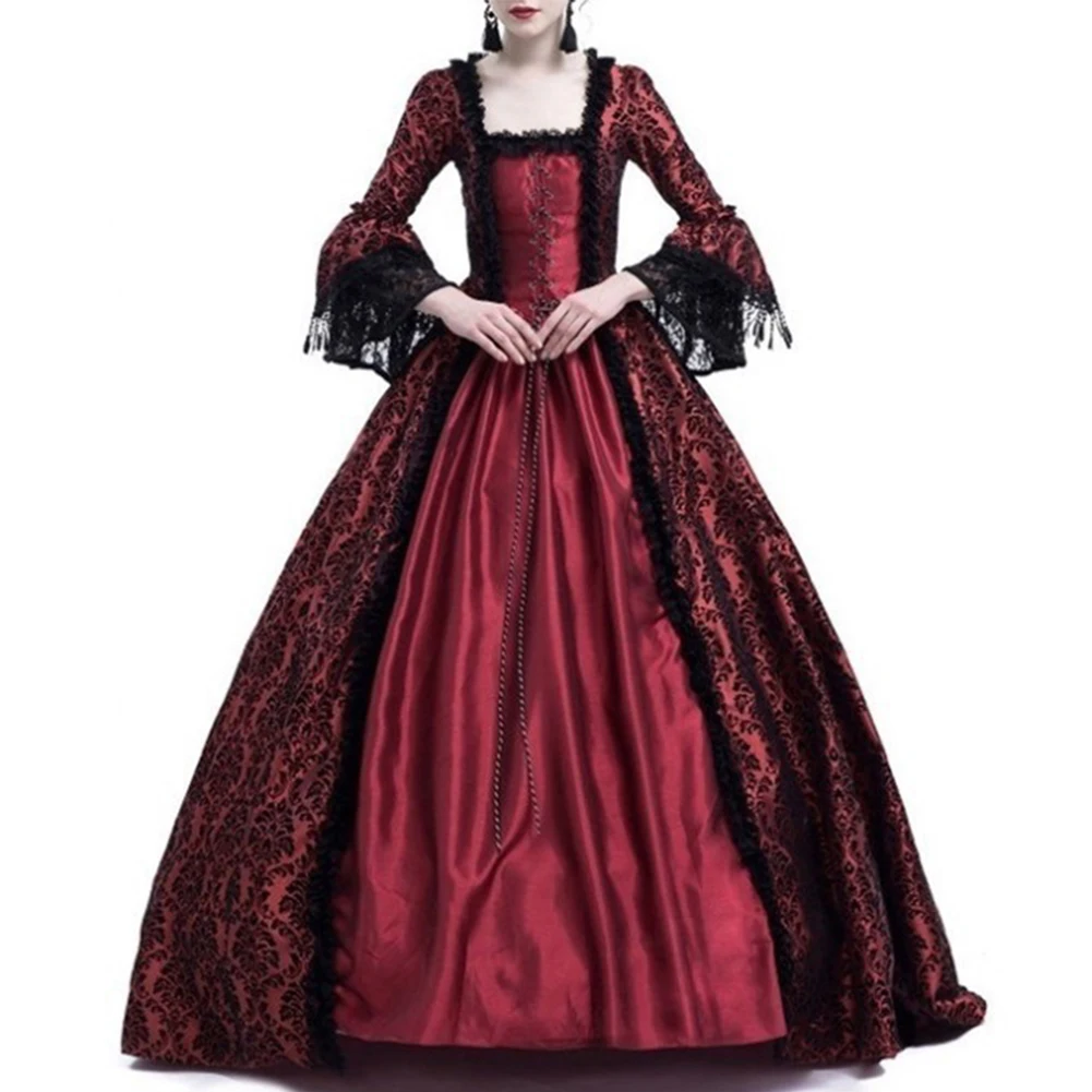 ชุดเดรสสไตล์โกธิคสำหรับผู้หญิง ชุดเดรสสไตล์โกธิคสีดำ ชุดคอสตูมยุคกลาง แฟชั่นยุคเรอเนซองส์ ใช้งานได้หลากหลาย