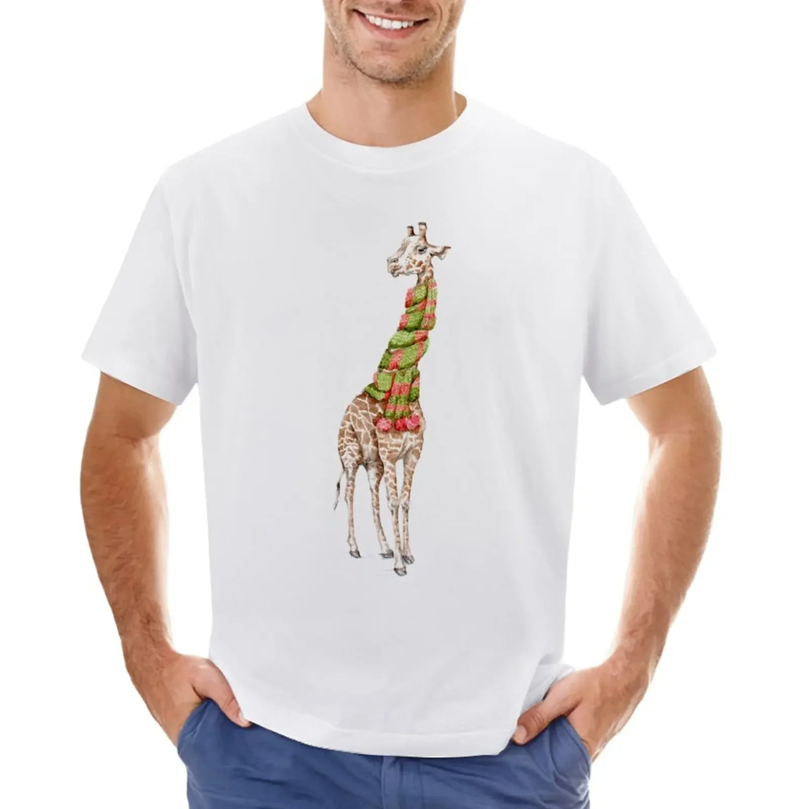 Giraffe in a Scarf T-Shirt vintage clothes Aesthetic clothing mens t shirts casual stylish