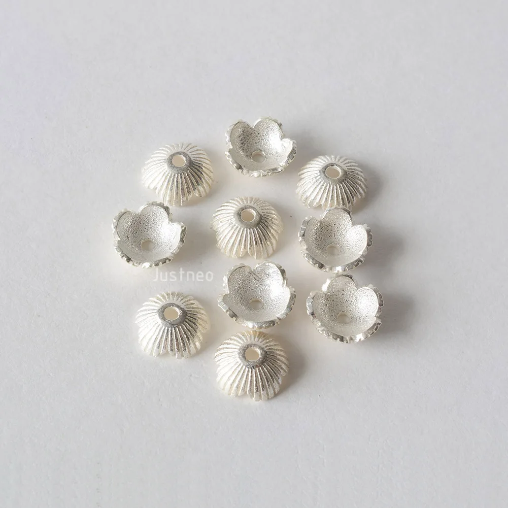 solid 925 sterling silver flower bead cap, spacer bead caps, jewelry diy silver findings/components