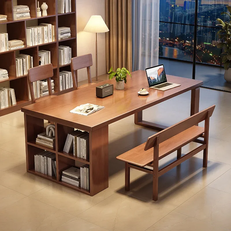 Nordic minimalist, modern solid wood, thickened and widened, large board table, desk, reading and learning dining table