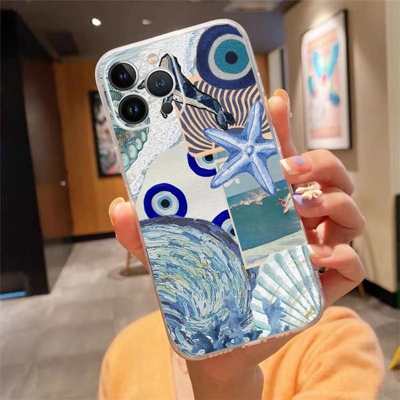 Niebieskie Morze Ocean Letnie Estetyczne Etui Na Telefon Do iPhone 16 15 14 Pro Max 16 15 14 13 12 Pro 15 Plus iphone 11