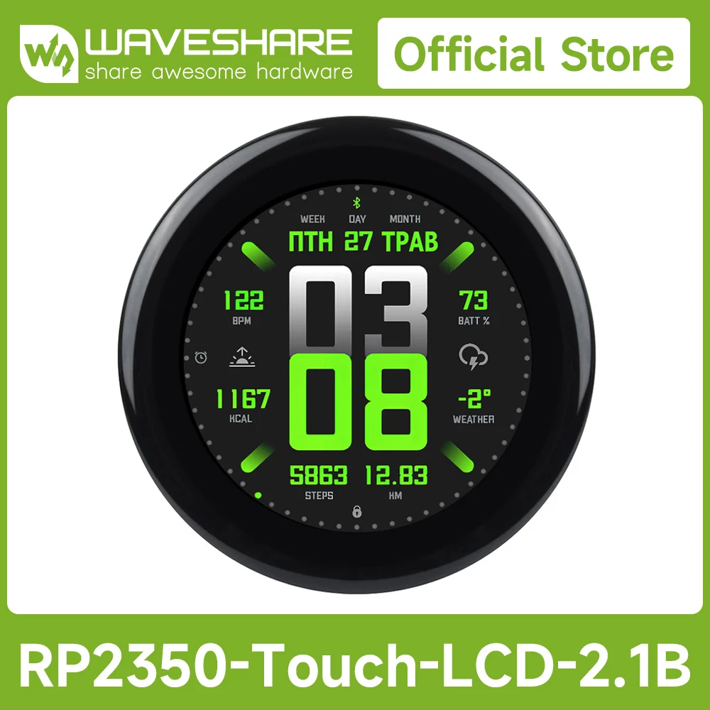 

Waveshare RP2350 2.1inch Capacitive Touch Round Display Development Board, 480×480 IPS Panel Display, 65K Color