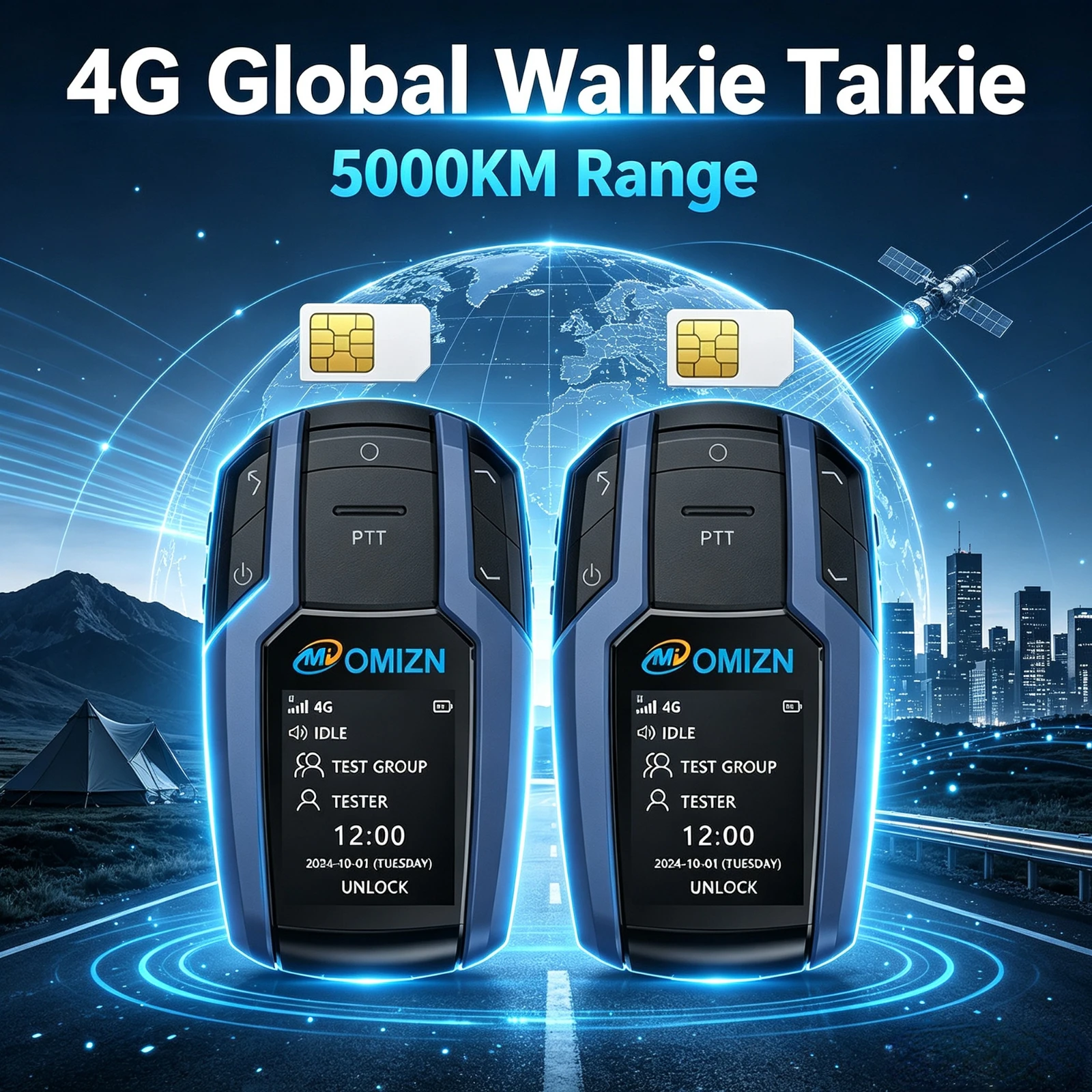 OMIZN Walkie Talkie Professional Camping 4G Radio Global Signal Rechargeable Walkie Talkies Mini Unlimited Distance Calling BK