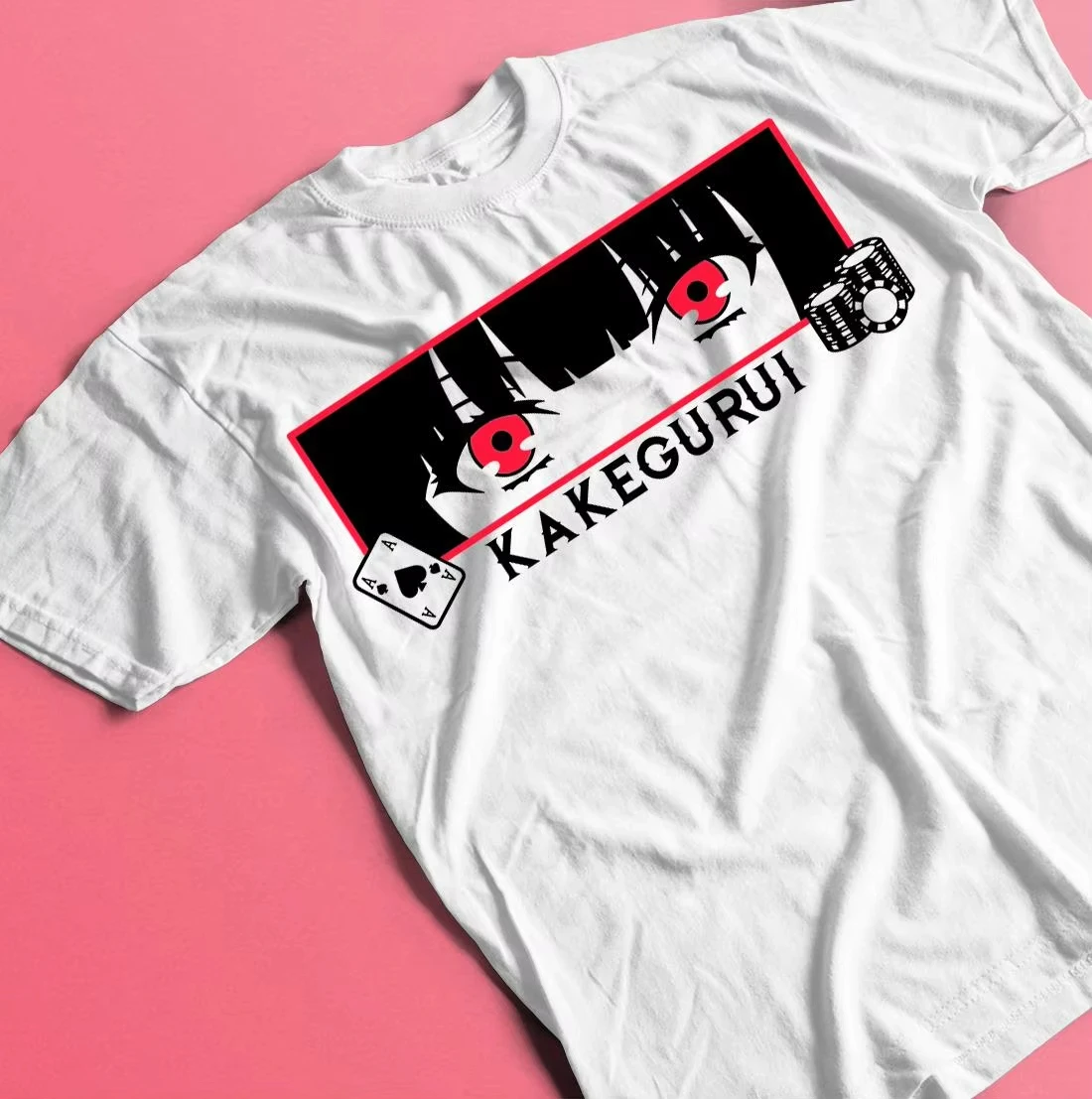 Retro Kakegurui Yumeko Red Eyes T‑Shirt Vintage Anime Manga Art Print Unisex Cotton Short Sleeve Casual Streetwear Graphic Tee
