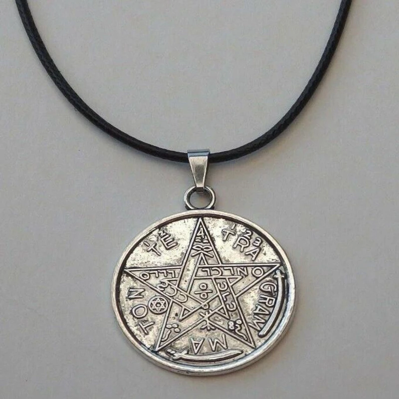 Gothic Tetragrammaton Pentacle Pentagram Necklace Pendant Vintage Zodiac Magic Wiccan Talisman Pagen Amulet Choker Jewellry Wome