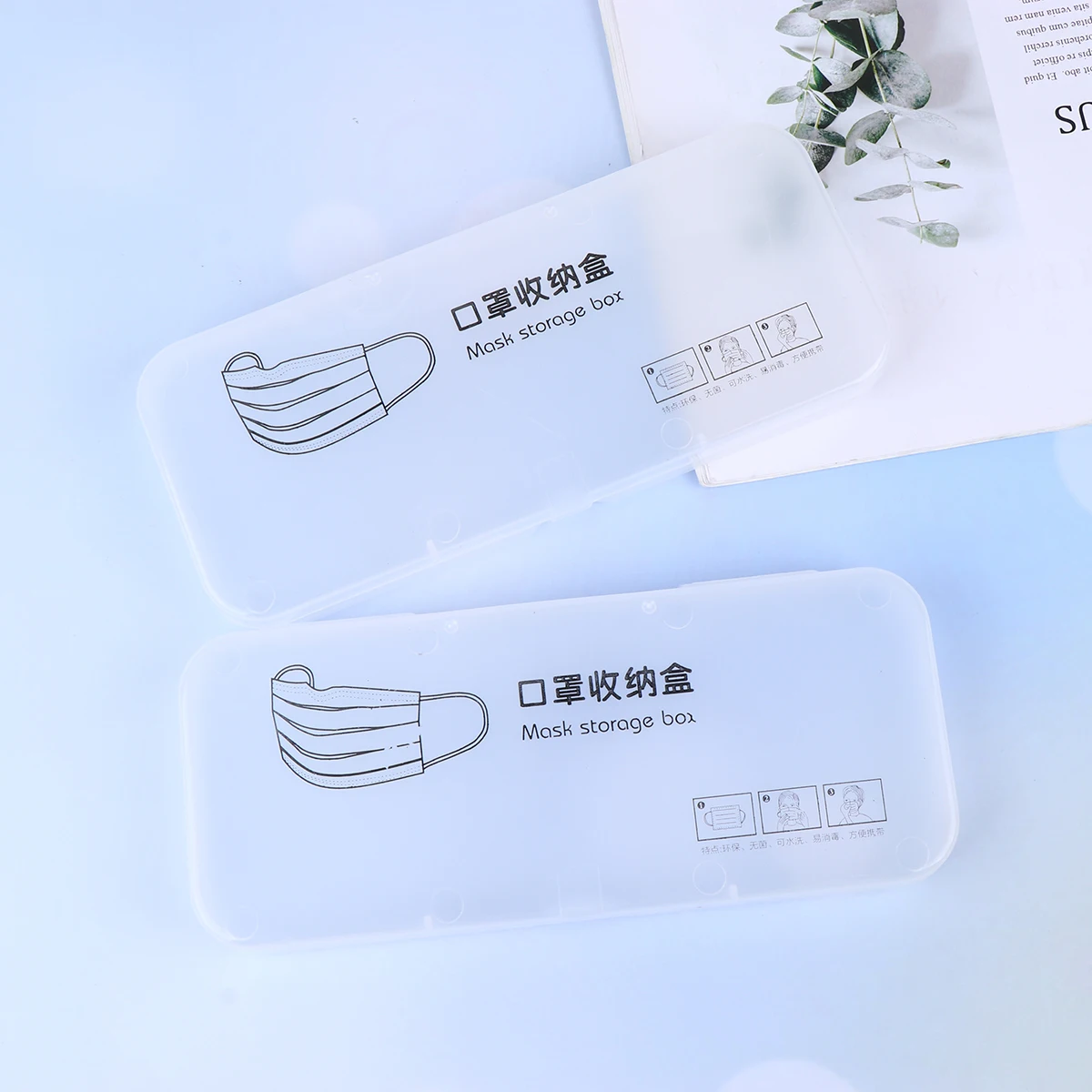 2pcs Disposable Face Mask Storage Box Transparent Pp Container For Desktop Drawer Cabinet Use Hygienic Sundry Organizer