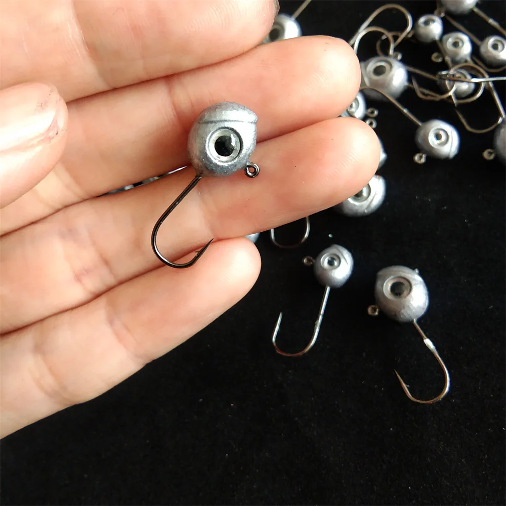 Swolfy 30 Stück 1g 1,8g 3,5g Kopfhaken Mini Rock Fishing Haken Finesse Köder Angelhaken Jigkopf Haken Geeignet für Köder Wurm Bait – Detail 1