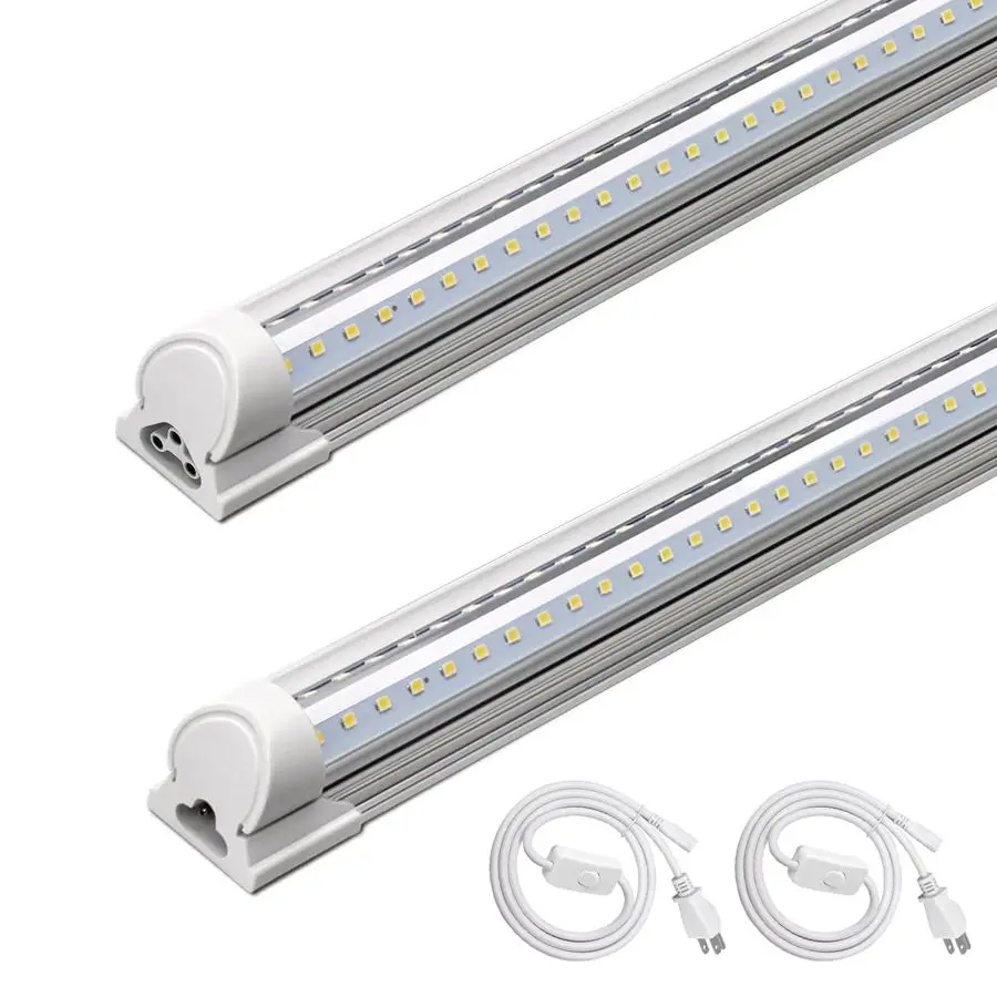 

T8 LED Shop Light 4FT, 40W 5500LM 5000K, Clear Cover, Garage Lights Ceiling, VShape LED Light Fixture, Work Shop Lights for Gara