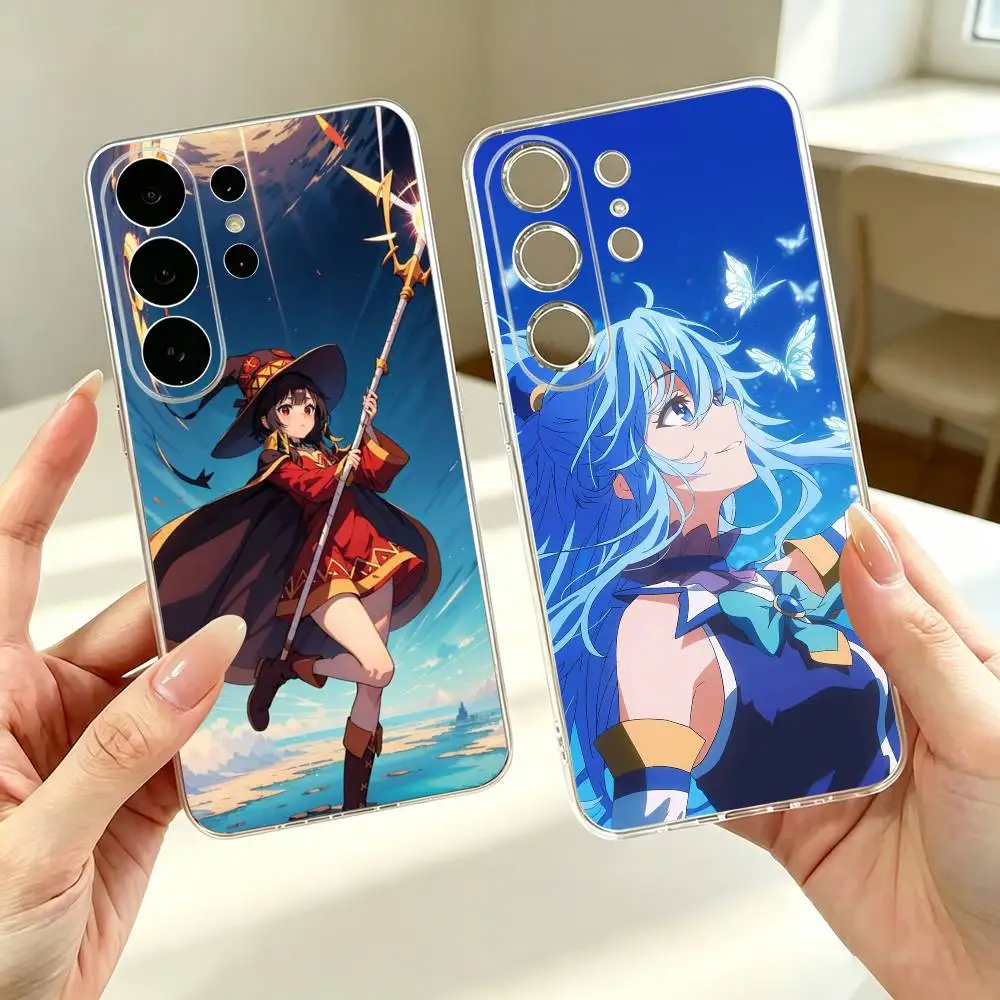 K-Konosuba Aqua  Phone Case For Samsung S25,S24,S21,S22,S23,S30,Ultra,S20,Plus,Fe Transparent Cover Gift
