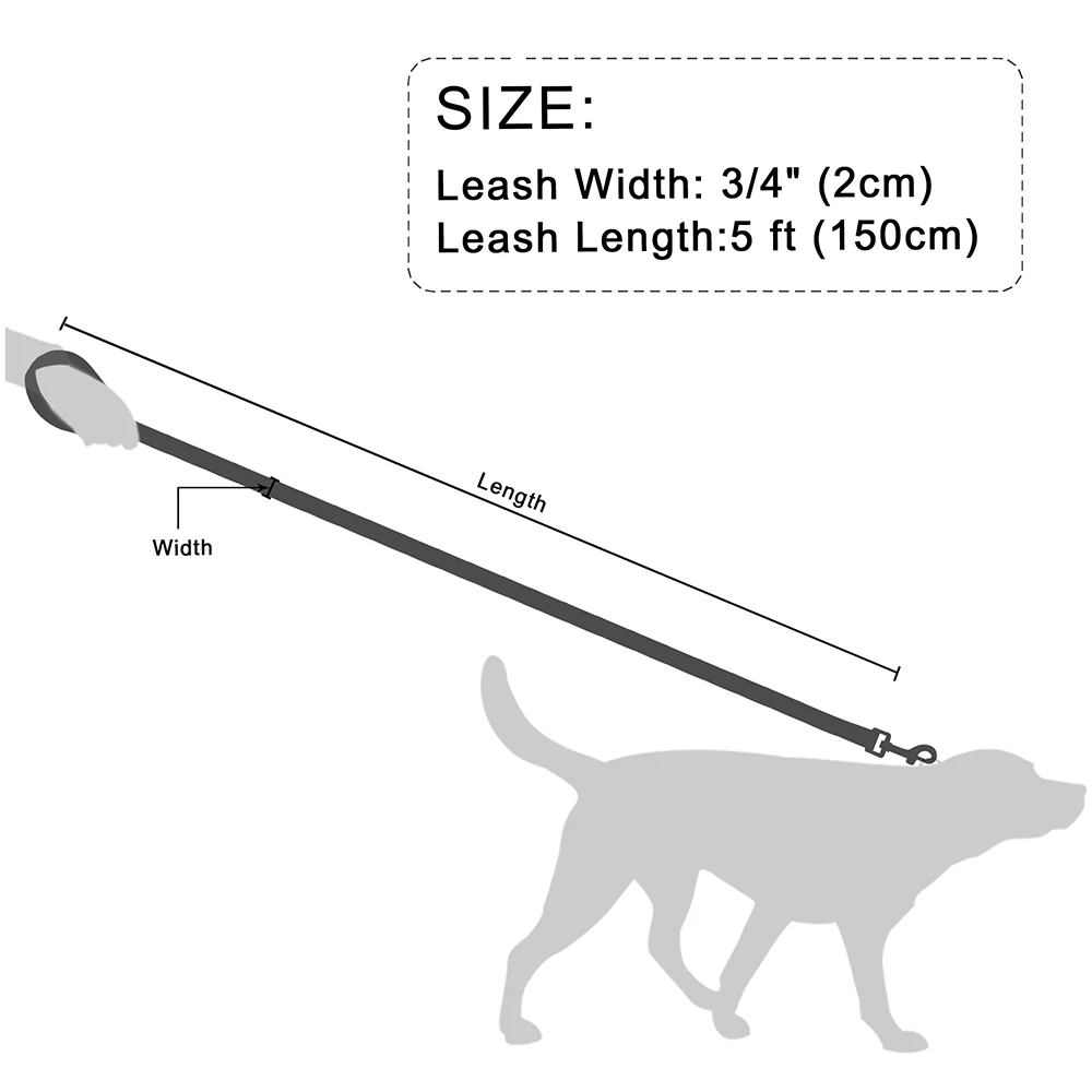 150cm Long Soft PU Leather Padded Dog Leash, Comfortable Pet Walking Training Lead with Handle, Rope for Small Medium Large Dogs view 5