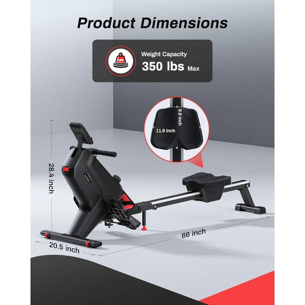 Magnetic Rowing Machines, Compact and Saves Space - Vertical/Folding Storage,350 LB Weight Capacity with Bluetooth App Supported