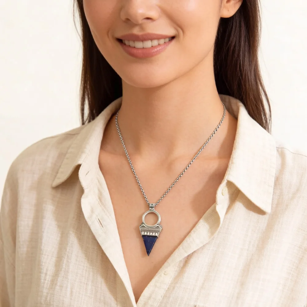 Pendant Lucky Blue Triangle Summer Brand New Rebels Jewelry Europe 925 Sterling Silver Mysticism Gift For Women Men