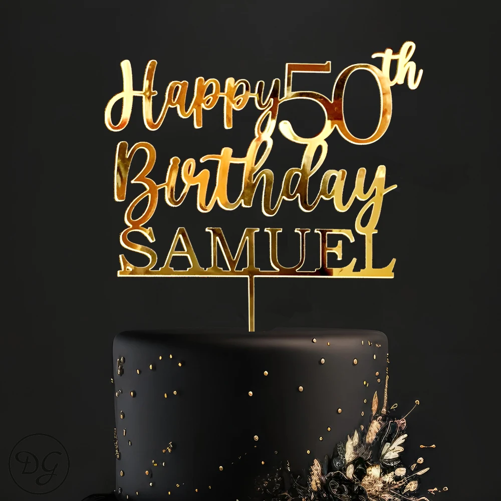 

50th Birthday Cake Topper Personalized Birthday Cake Topper Custom Cake Topper Happy Birthday Cake Topper Acrylic