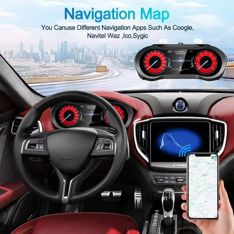 

12.3" Car Digital Cluster For Maserati Ghibli Levante Quattorport2013 2014 -2023 Auto LCD Dashboard Speedometer Virtual Cockpit