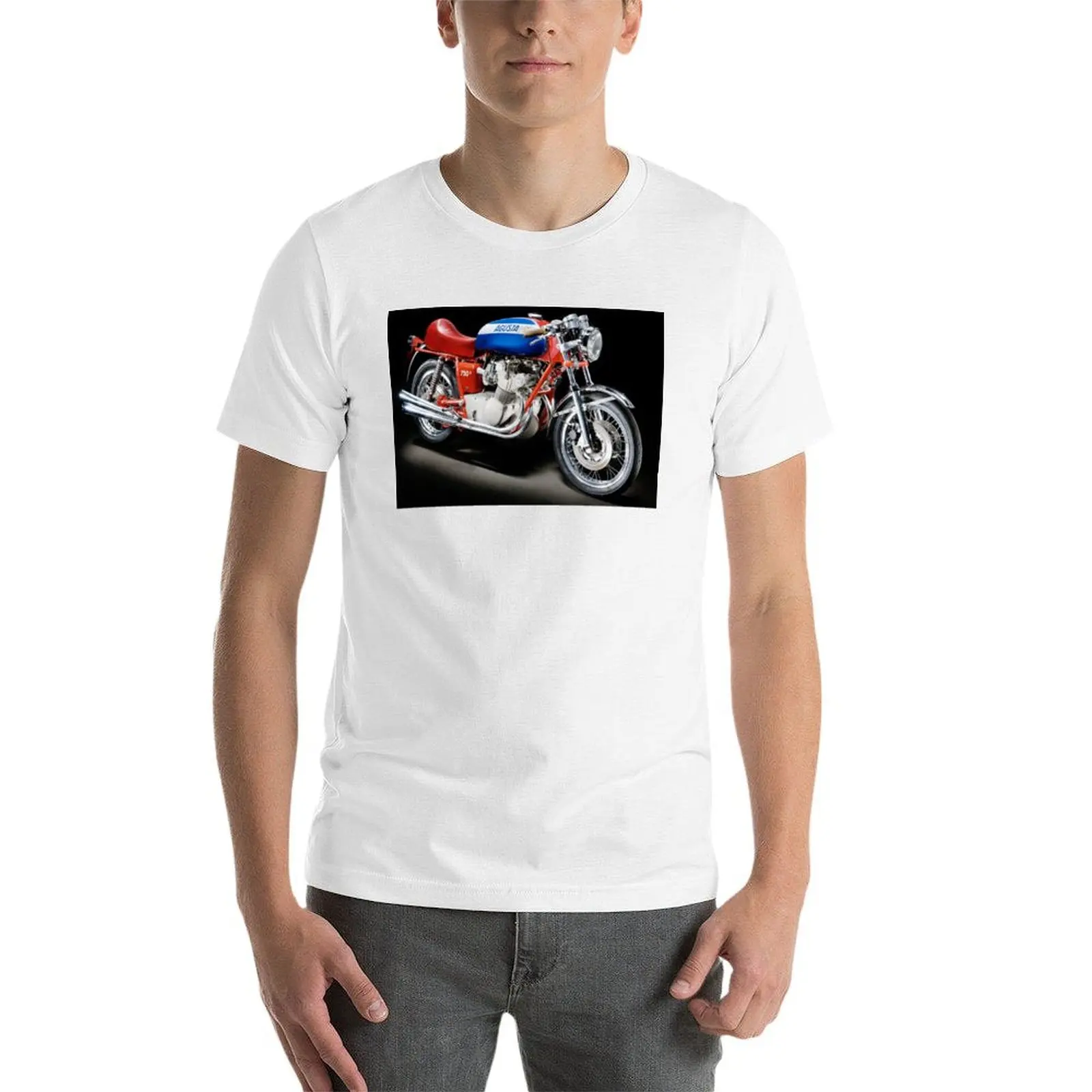 تي شيرت كلاسيكي MV Agusta 750 S تي شيرت للرجال من القطن الناعم تي شيرت رجالي