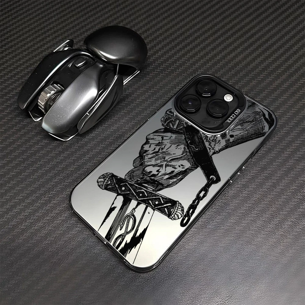 Schwarze Vinland Saga Handyhülle für Apple iPhone 18 17 Air 16 16e 15 14 Plus 13 12 11 Pro Max Matt Silber Hartschale – Detail 3