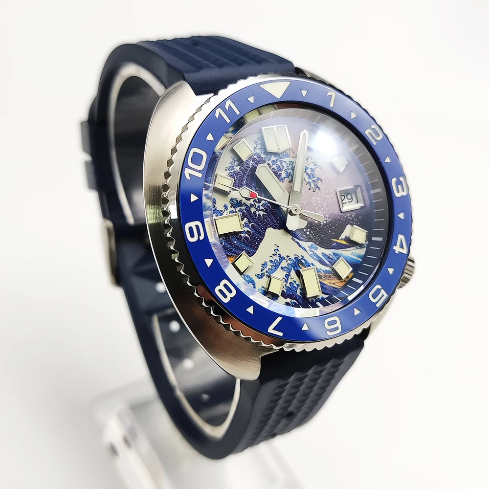 43MM Abalone Japan NH35 Watch Kanagawa Strong Luminous Dial Ceramic Bezel Sapphire Automatic Mechanical Men\'s Watch