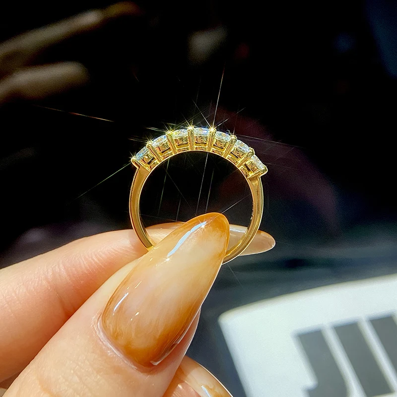 Gra echte Moissan ite Ring Sterling Silber Diamant Ewigkeit Band Verlobung Eheringe für Frauen Luxus Qualität Schmuck – Detail 10