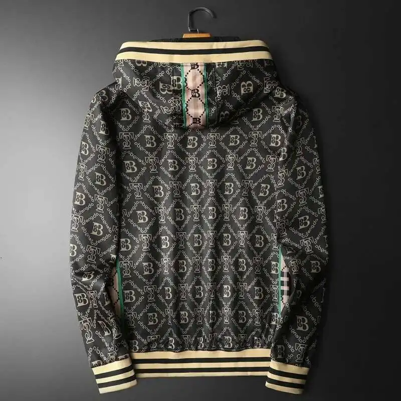 Retro Letter Print Mens Hooded Jacket Color Contrast Classic Fashion Designer Bomber Jackets Men Party Club Outfit Men Green