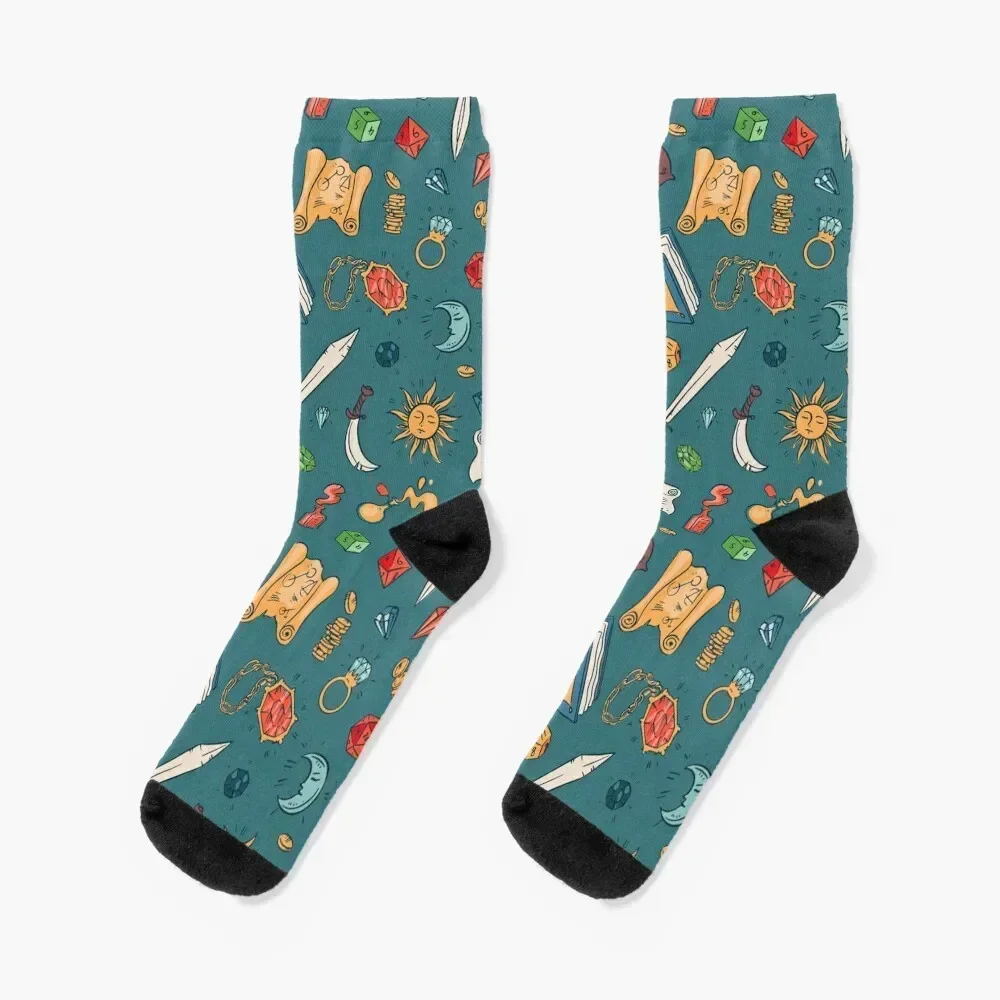 

Tabletop RPG - DnD Dice And Elements All Over Pattern Socks happy fashionable Socks Men's Women's