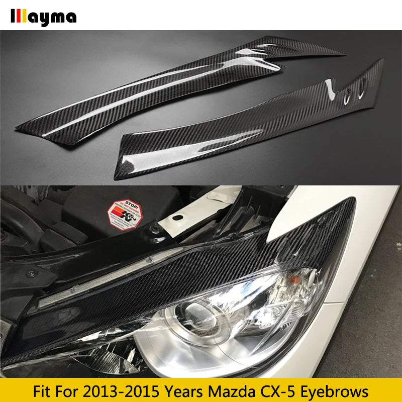 

CX-5 Carbon Fiber Headlight Eyelid Cover Front Light Lamp Eyebrows Molding Trim For Mazda CX5 2.0L 2.5L 2013 2014 2015 2pcs