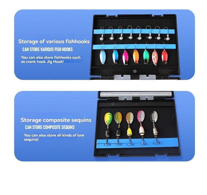 Dünne Plastik-Angelbox für Pailletten, Löffel, Spinner, Köder, Haken und Zubehör - Organizer für Karpfenangeln – Detail 4