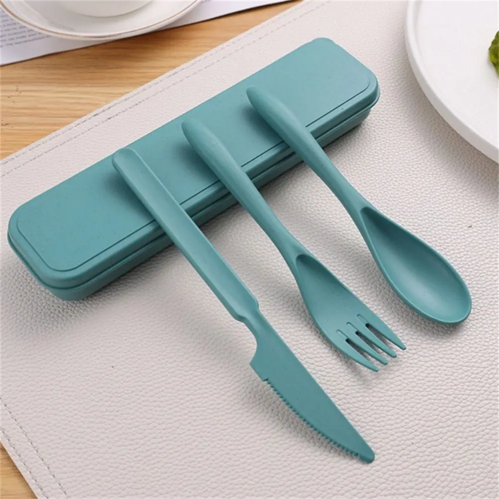 

Reusable Camping Utensil Set Wheat Straw Ultralight Travel Utensils Cutlery 3 In 1 Camping Spoon Fork Tableware