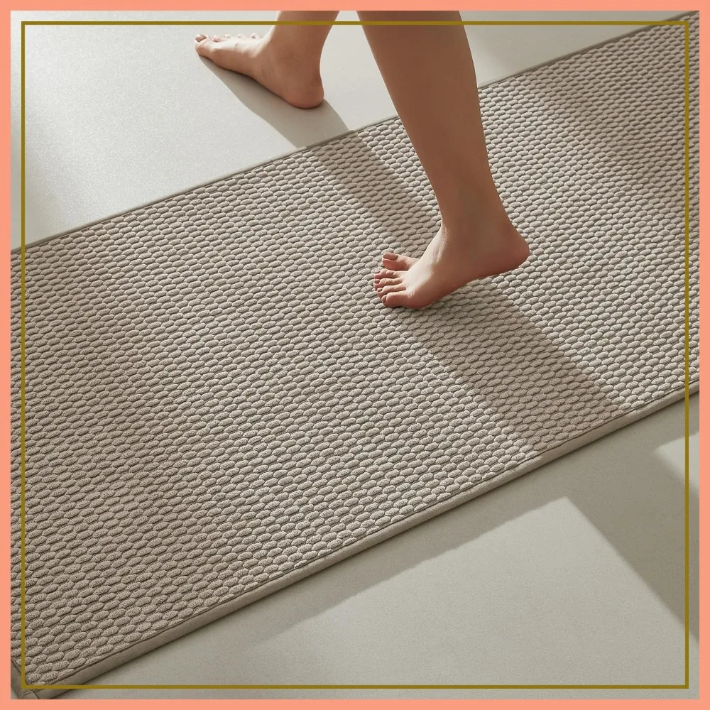 

Quick Dry Bathroom Runner Rug, Non Slip Thin Low Pile, 24x60 Beige