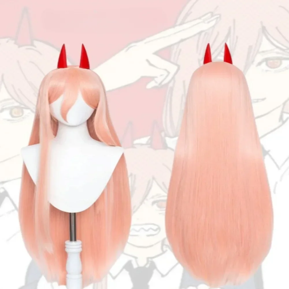Chainsaw Man Makima Power Cosplay Wig Long Orange Pink Heat Resistant Synthetic Hair Halloween Party Costumes Accessories Anime