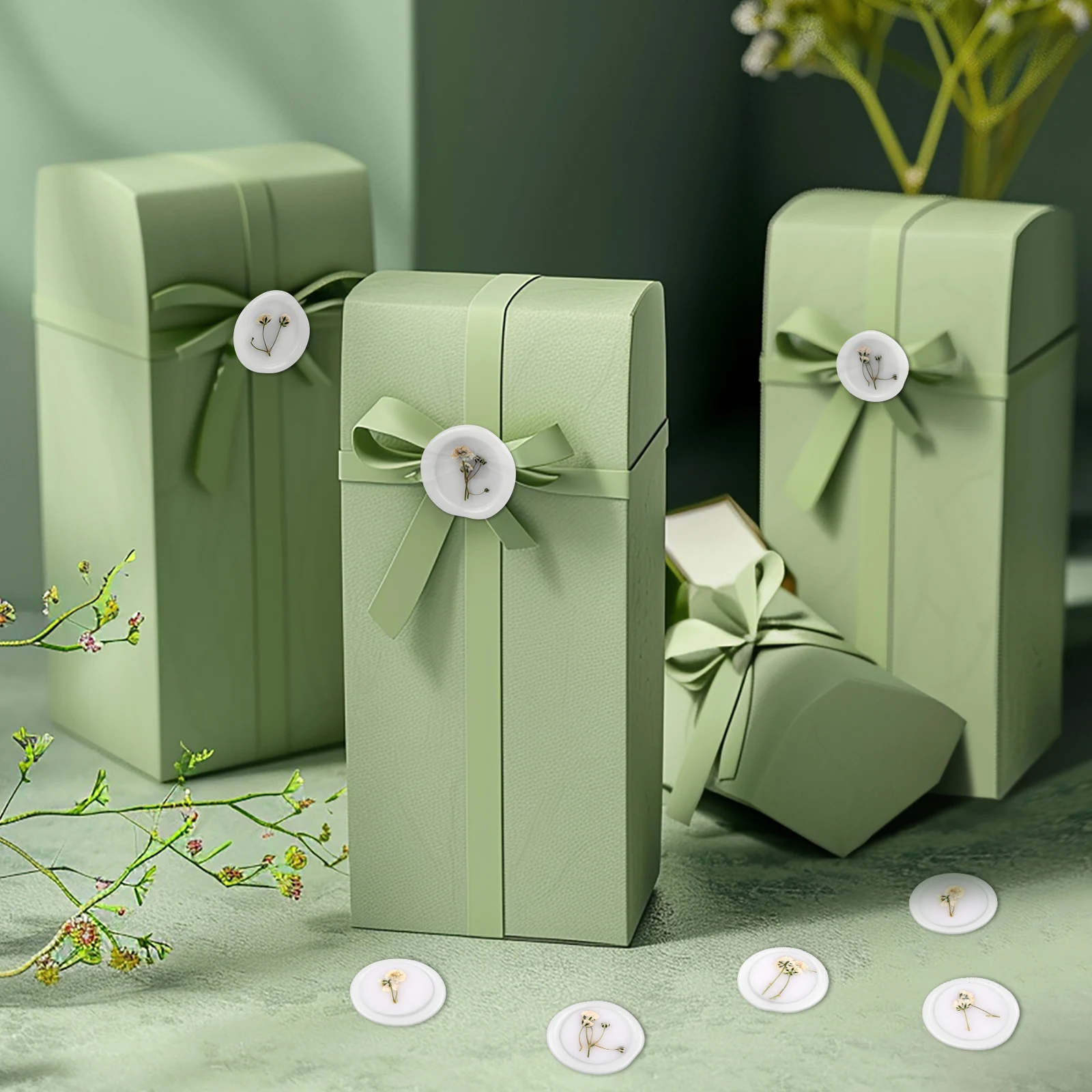 60 Pcs adesivi autoadesivi con sigillo di cera per buste di nozze bastoncini di sigillo di cera floreale a secco per l'alito del bambino adesivo con sigillo di cera per matrimoni B