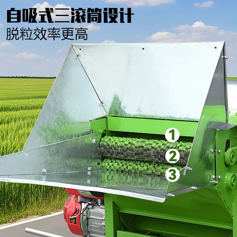 New Three Drum Thresher Multifunctional Full Feeding Self-Priming Thresher Rapeseed Threshing Machine Manufacturer