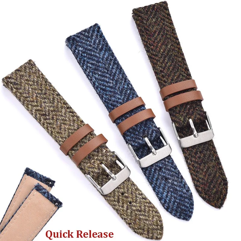 18/20/22mm Nylon Geniune Leather Wrist Strap Vintage Watchband Business Universal Quick Release Men Bracelet for Seiko for Omega