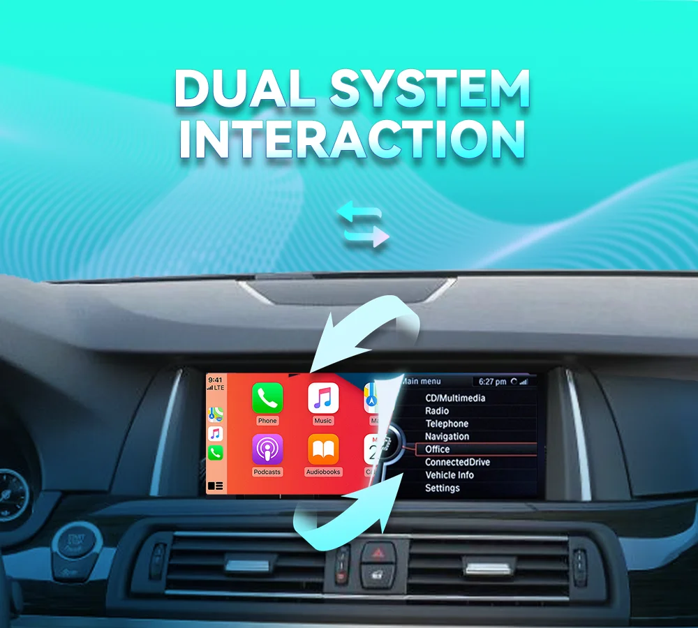 BONROAD 10,25'' Kabelloses CarPlay Android Auto Audio Autoradio Linux-System für BMW 5er Serie F10 F11 NBT CIC System GPS-Navigation Multimedia-Touchscreen-Display Stereo-Mirroring Airplay Autolink – Detail 6