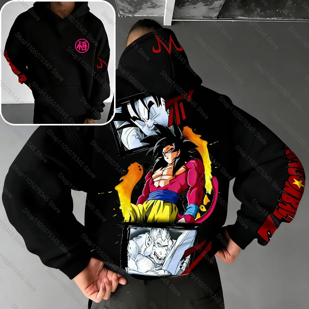 

Мужская толстовка с капюшоном Dragon Ball Goku, японское аниме, осень-зима, с длинным рукавом, плотная новая уличная одежда Y2K с длинным рукавом в стиле Харадзюку