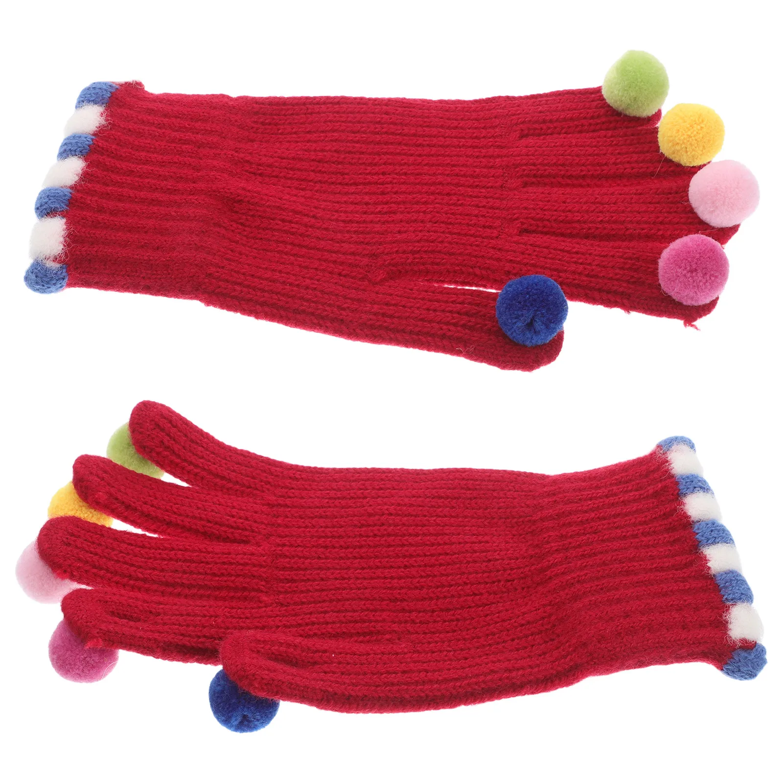 

1 Pair Women'S Pompom Knit Gloves Warm Full Finger Touchscreen Cycling Gloves For Winter Outdoor Running Hiking Driving