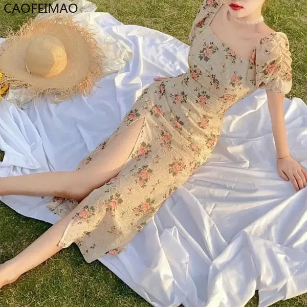 فستان صيفي لعام 2025 فستان نسائي كاجوال رخيص أنيق أنيق عتيق لحفلات بوهو مناسبة رسمية على الطراز الكوري فساتين طويلة ناعمة للشاطئ.