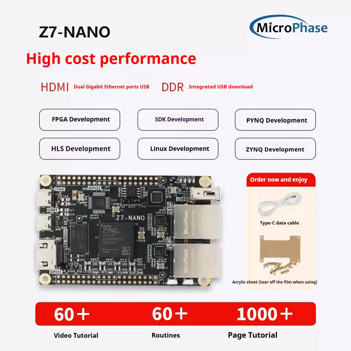 

Микрофазная плата разработки Z7-Nano XILINX FPGA Основная плата ZYNQ 7020 7010 Двойной сетевой порт PYNQ