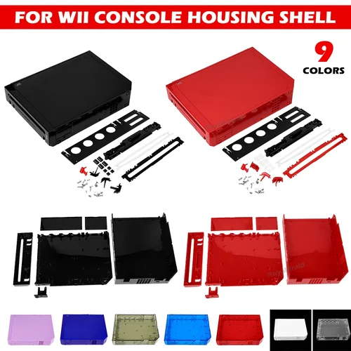 Imagen 2 del producto Carcasa de repuesto transparente Multicolor para consola de juegos Wii, funda completa, carcasa con botones y embalaje al por menor