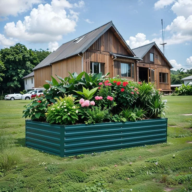 Imagem -05 - Cama Levantada Galvanizada do Jardim Camas ao ar Livre para Vegetais Flores Ervas Grande Caixa Plantadora de Raiz Profunda 8x4x15 Pés